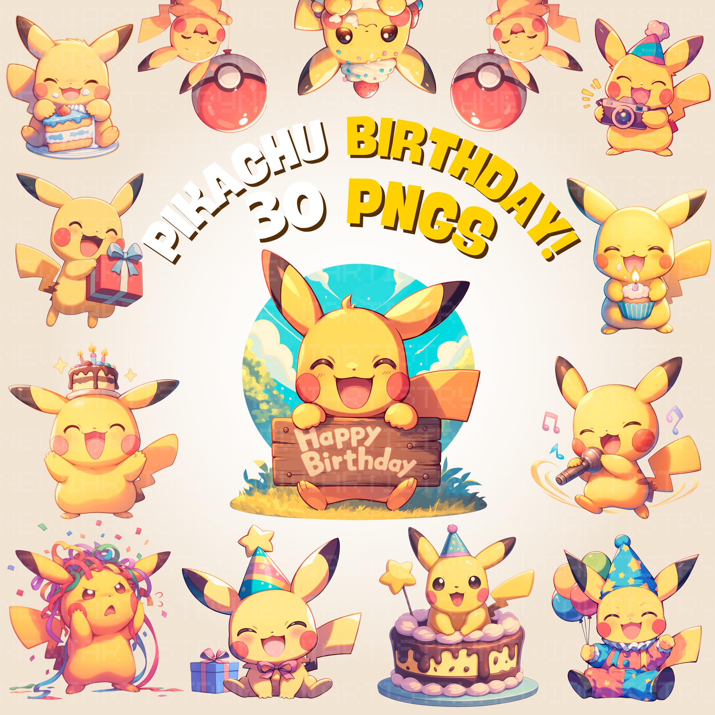 Pikachu happy birthday png - Etsy México, image size:2500x2500