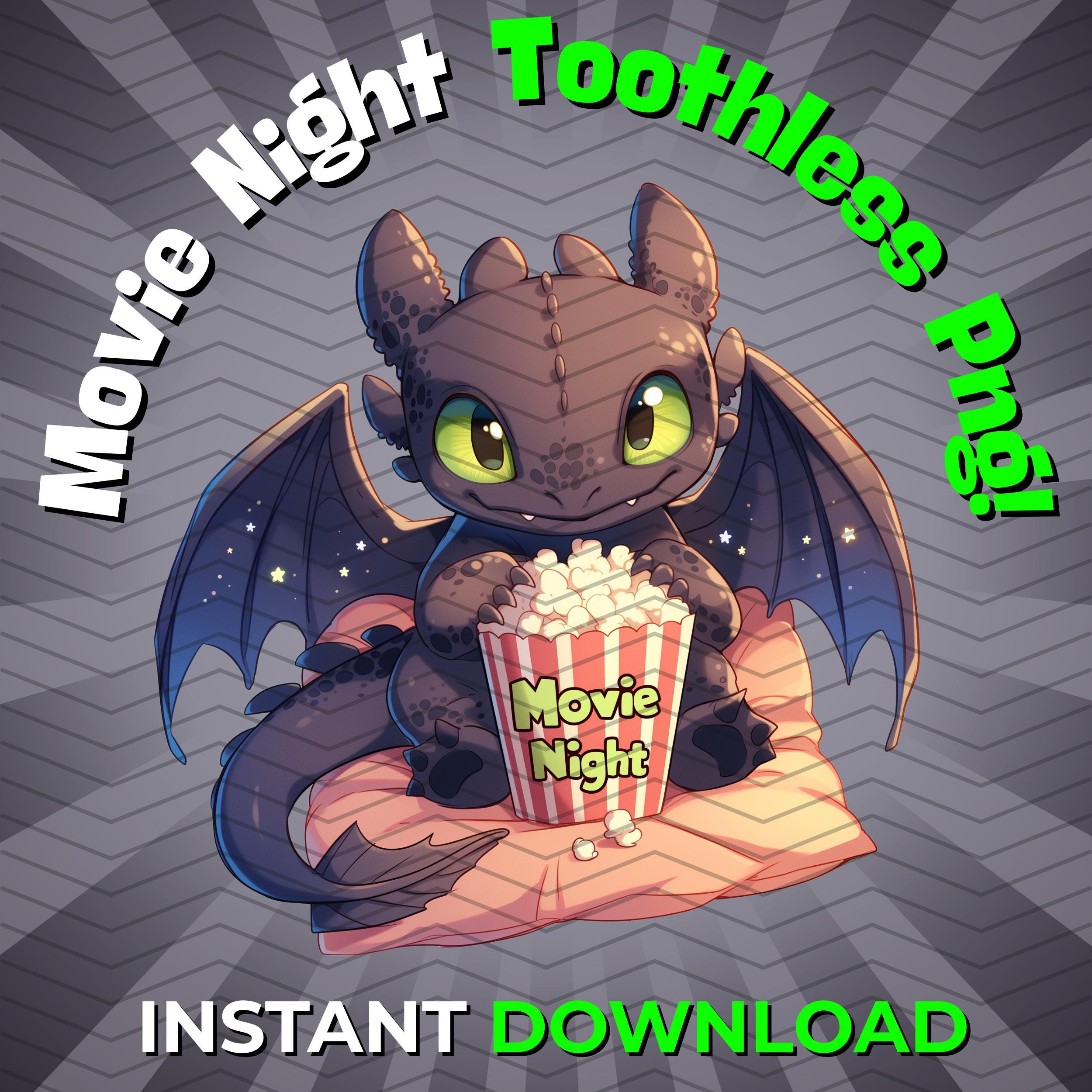 Toothless Movie Night PNG | How to Train Your Dragon Clipart | Sublimation Design for Mugs, T-Shirts, Stickers | Commercial Use