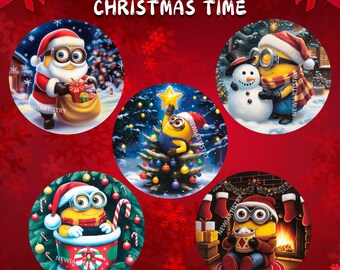 Christmas Minions PNG Ornaments | Holiday T-Shirt Designs (Digital Download)