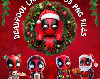 Paquete de imágenes PNG navideñas de Deadpool / Imágenes prediseñadas navideñas (Descarga digital)