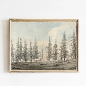 Vintage Tree Landscape Print: Antique Forest Art (Digital Download)