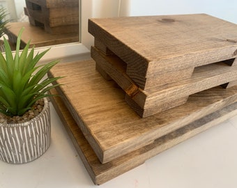 Timeless natural Wood Pedestal Riser | handcrafted display stand