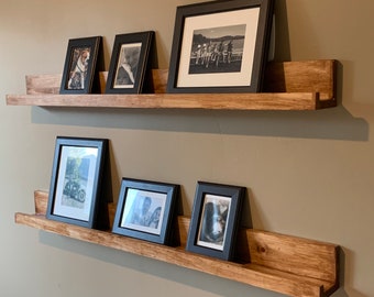 Set of 2 | 4ft pine picture ledges | long floating ledge pair