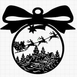 Window picture Christmas sleigh with bow