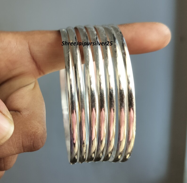 Stacking Bangle, Sterling Silver Bangle Set, Set of 7 Bangles, Thin