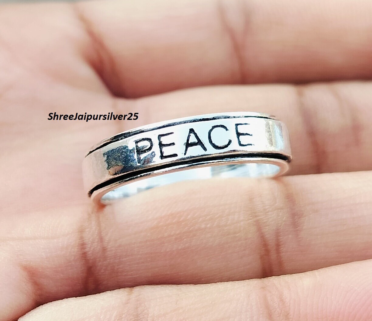 Sterling Silver Ring Peace Ring Spinner Peace Band Harry Styles