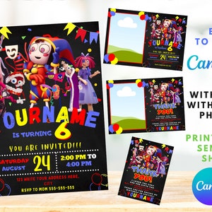 The Amazing Digital Circus Birthday Invitation | Kids Birthday Invite | Canva Digital Printed | Instant Download Canva Template