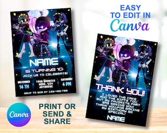 Murder Drones Birthday Invitation | Kids Birthday Invite | Canva Digital Printed | Instant Download Canva Template