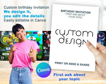 Custom Birthday Invitation Template – Personalized Party Invite Editable in Canva