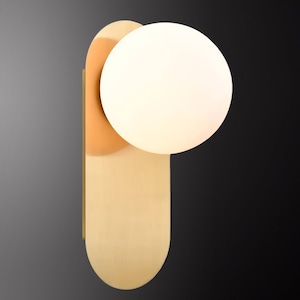 Applique murale Mid-Century Syracuse, verre globe opale blanc, 1 lumière