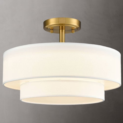 Plafonnier LED moderne Bodrum pour salon, abat-jour tambour, couleur au choix