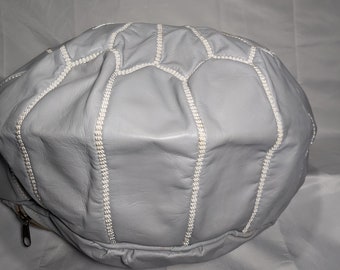 Set of Two Moroccan Leather Poufs