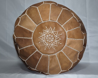 Set of 2 Moroccan Leather Poufs