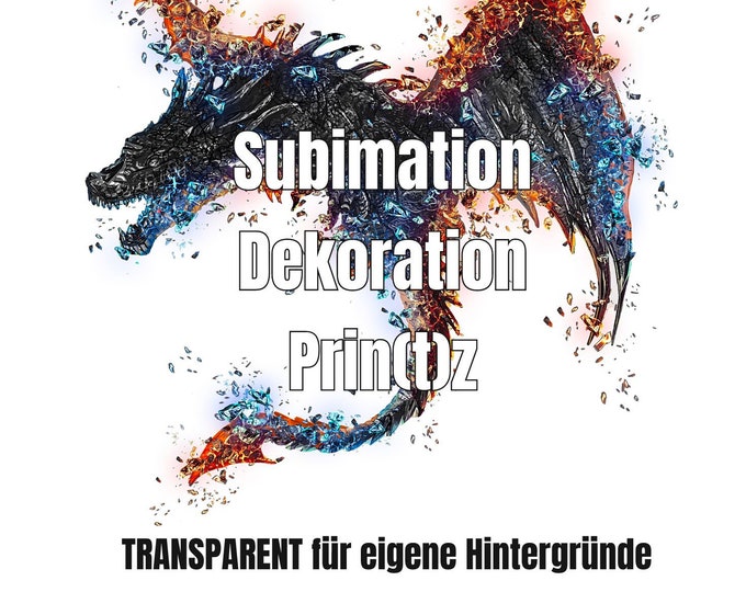 Fire and ice dragon as a Diggi Stamp to print sublimate decorate - dragon fire and ice