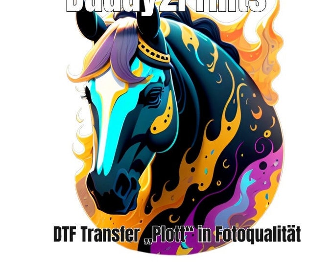 3D horse - DTF A4 - see description on ALL textiles - just press - done. also on cotton