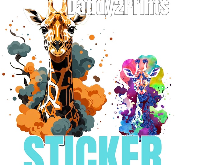 Heart Nose Giraffe MEGA STICKER - normal or brightly colored