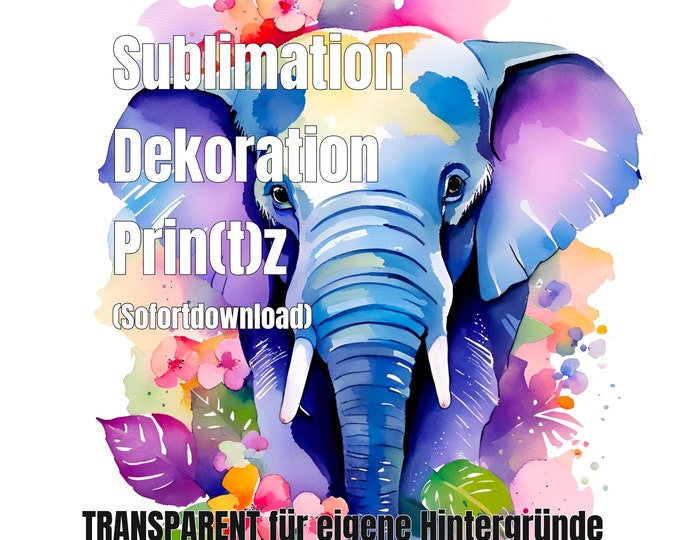 Watercolor elephant for sublimation and printing Diggistamp