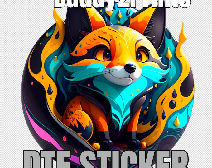 Fox - in great colors as a DTF STICKER, please select different sizes
