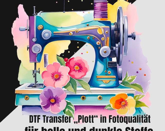 Water color sewing machine - DTF A4 - see description on ALL textiles - just press - done. also on cotton