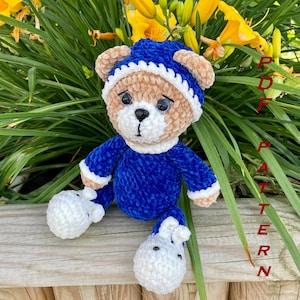 Crochet Pattern Teddy Bear In Pajamas, Amigurumi Tutorial Bear In English, Bear Toy Crochet Pattern PDF, Christmas Gift Baby Teddy Bear