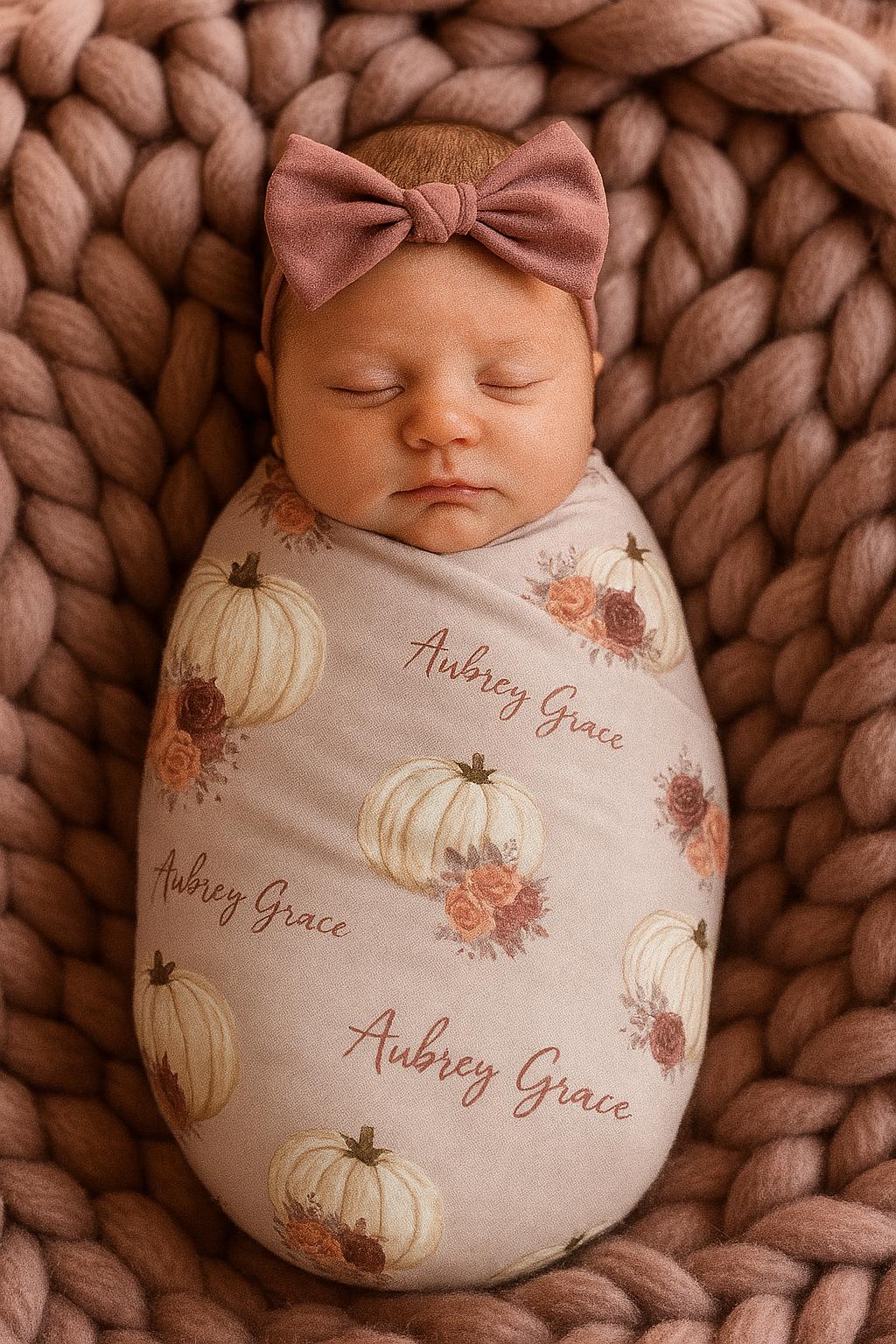 Newborn Swaddle Blanket Set - Headband & Hat, 31.5"x31.5", Soft Polyester, 0-3 Months, Baby Shower Gift