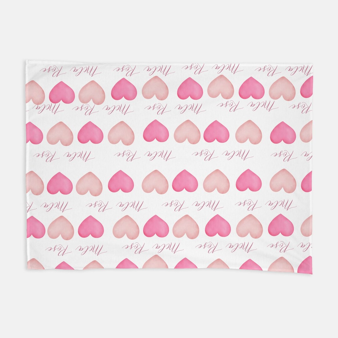 Hearts Swaddle With Coordinating Bow Headband or Beanie Hat Baby