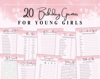 Mädchen rosa druckbare Gesellschaftsspiele 20er-Pack Geburtstag Bundle-Set Him Lern-Interaktive Spaßspiele für Junge Kinder Teenager Sie Digitaler Download