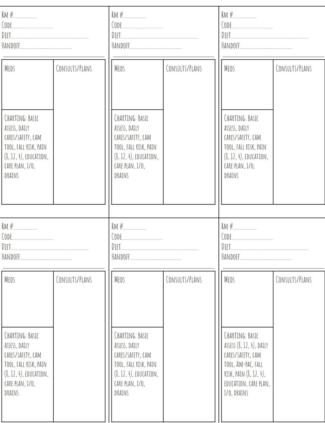 Nursing assignment sheet etsy