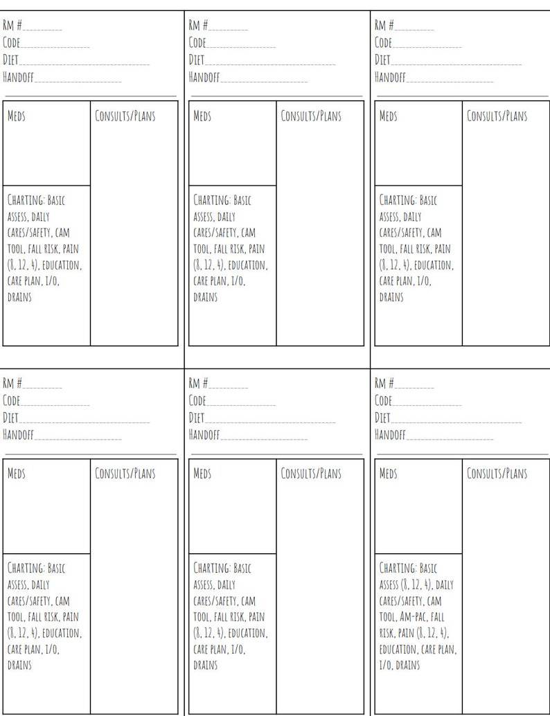 Nursing Assignment Sheet - Etsy