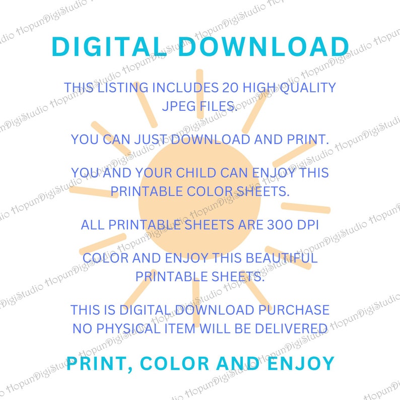 Printable Color Sheet for Kids and Adult Printable Color - Etsy