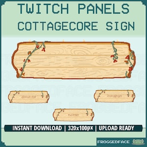 Cute Cottagecore Sign Twitch Panels 18(+1) Included - Ready for use for streamers. Cozy environment, nature flowers