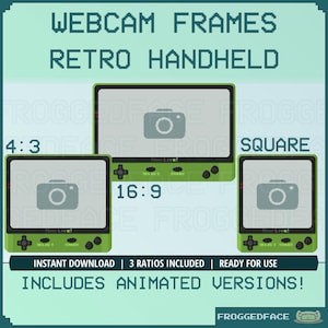 Animated Webcam Overlay Border - Green Retro Handheld Console Frame for Youtube & Streamers