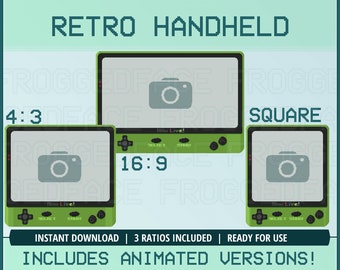 Animated Webcam Overlay Border - Green Retro Handheld Console Frame for Youtube & Streamers