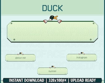 Twitch Panels Cute Duck Theme 20(+1) Included - Ready for use for streamers. Cozy Adorable Pixel Art