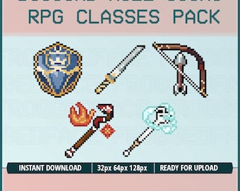 Discord Role Icons Pixel Art - RPG Class Icon Pack, perfect for Tabletop game and MMO servers!
