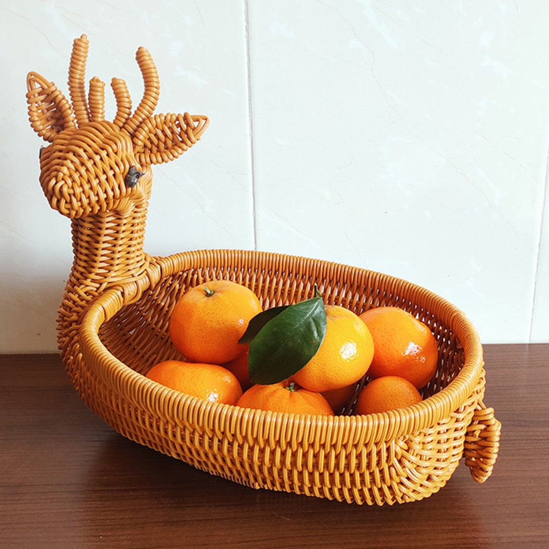 Animal Designed Fruit Basket for Kitchen Rattan Woven Fruit Etsy