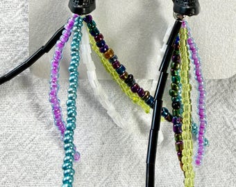 Beaded Skull Tassel Earrings