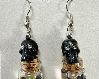 Skull Potion Bottle Earrings: Enchanted Homemade Jewelry