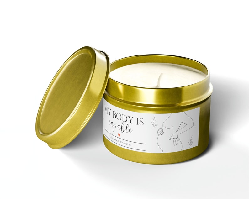 Fertility Gold Tin Candle, Handpoured Candle for Hopeful Moms, Pregnancy Support Candle, Momto