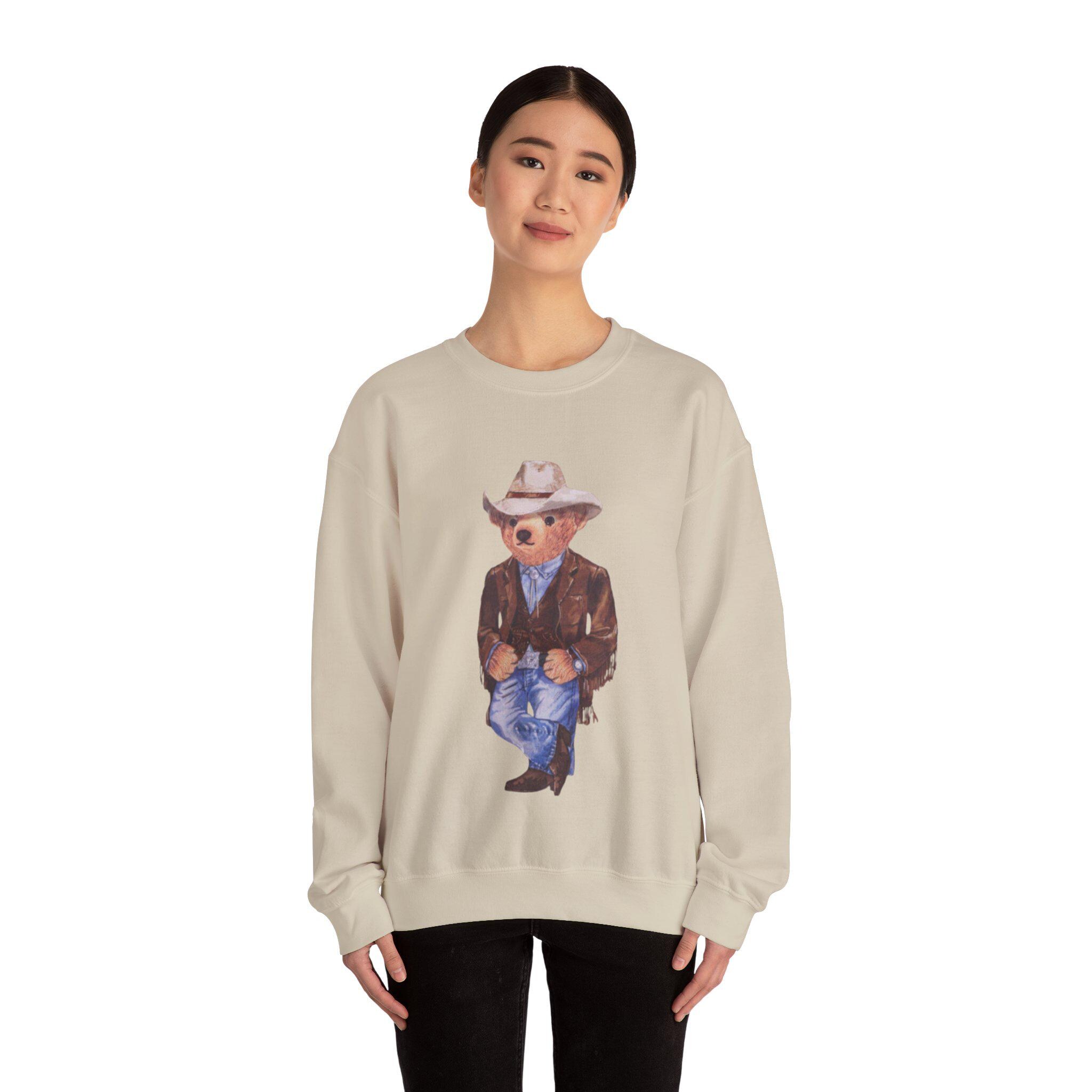 【23.65】22SS★ CIRCLE BEAR SWEAT SHIRT Casual Polo Bear Crewneck Tan Sweatshirt, Stylish Bear