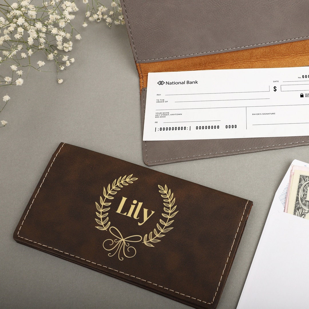 Monogrammed Checkbook Cover Personalized Leather Checkbook Etsy