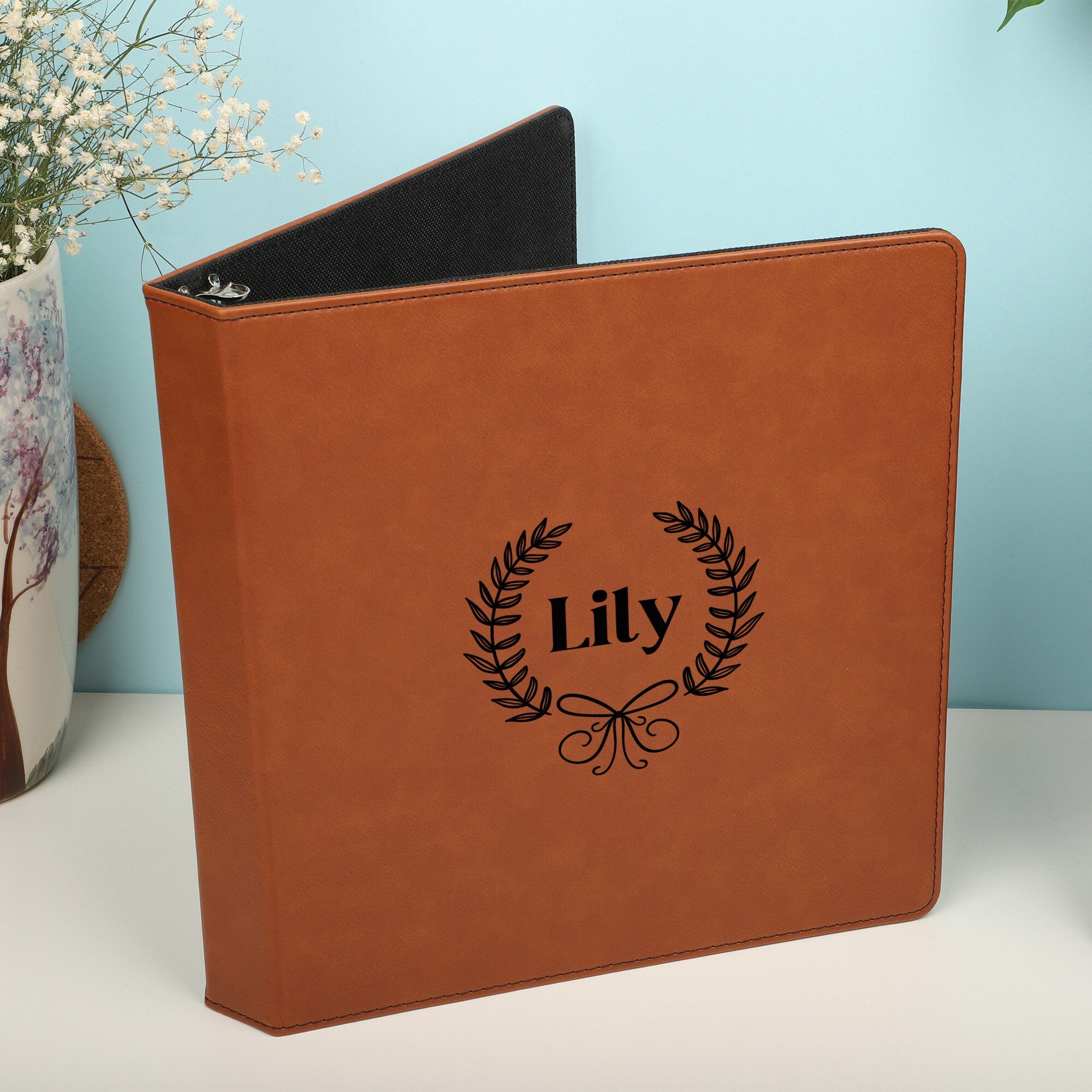 Junior 3-Ring Zip Up Binder  Purchase a Small Brown 3-Ring Binder for  Sermons & Ceremonies - McKinley Leather