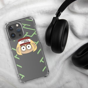 K-Pop-Cartoon-Figur „Lost in Maze“-Hintergrund mit Platz für Fotokarten, durchsichtige Hülle für iPhone®