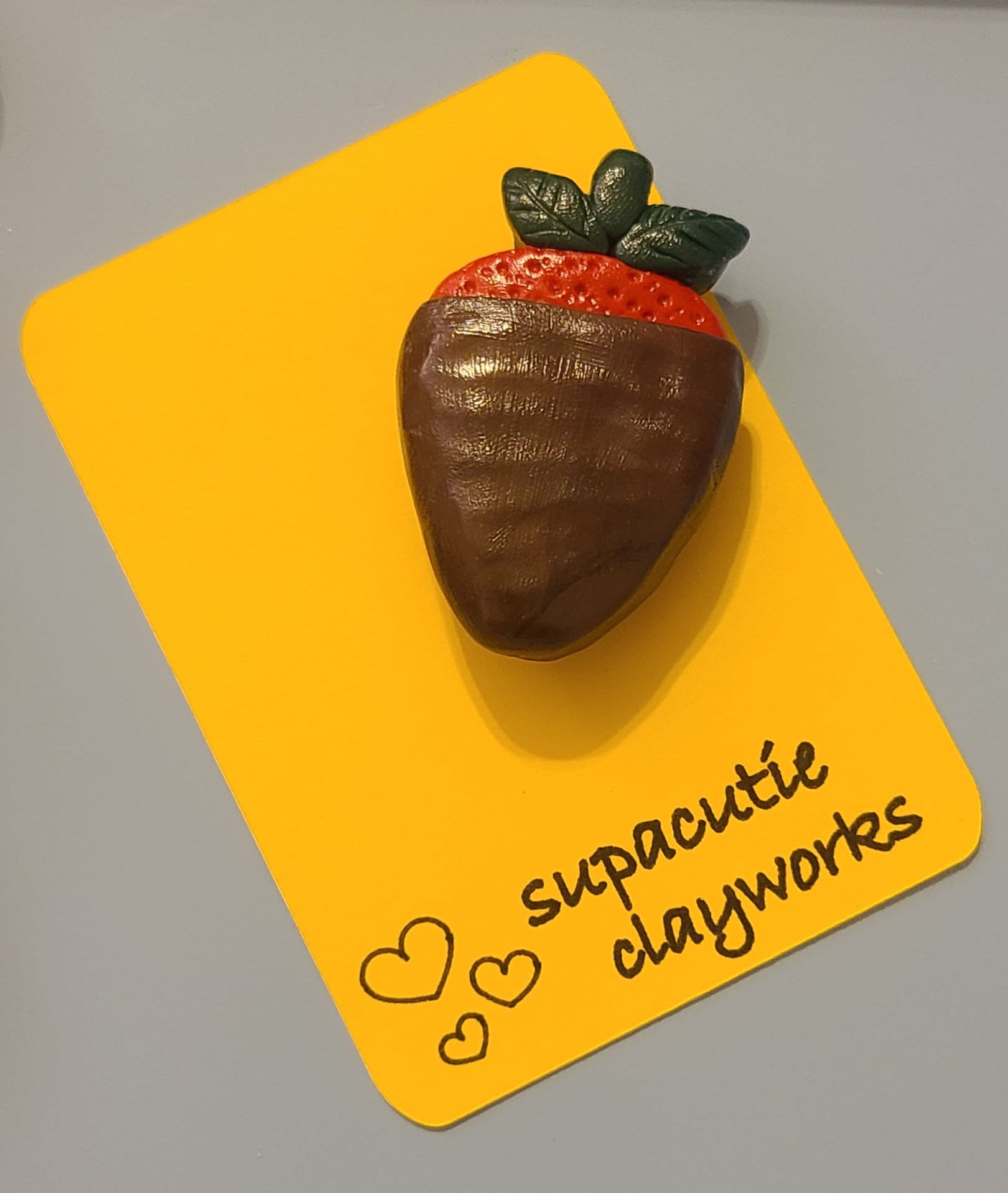 Handmade Chocolate Covered Strawberry Magnet: Kawaii Locker Decor
