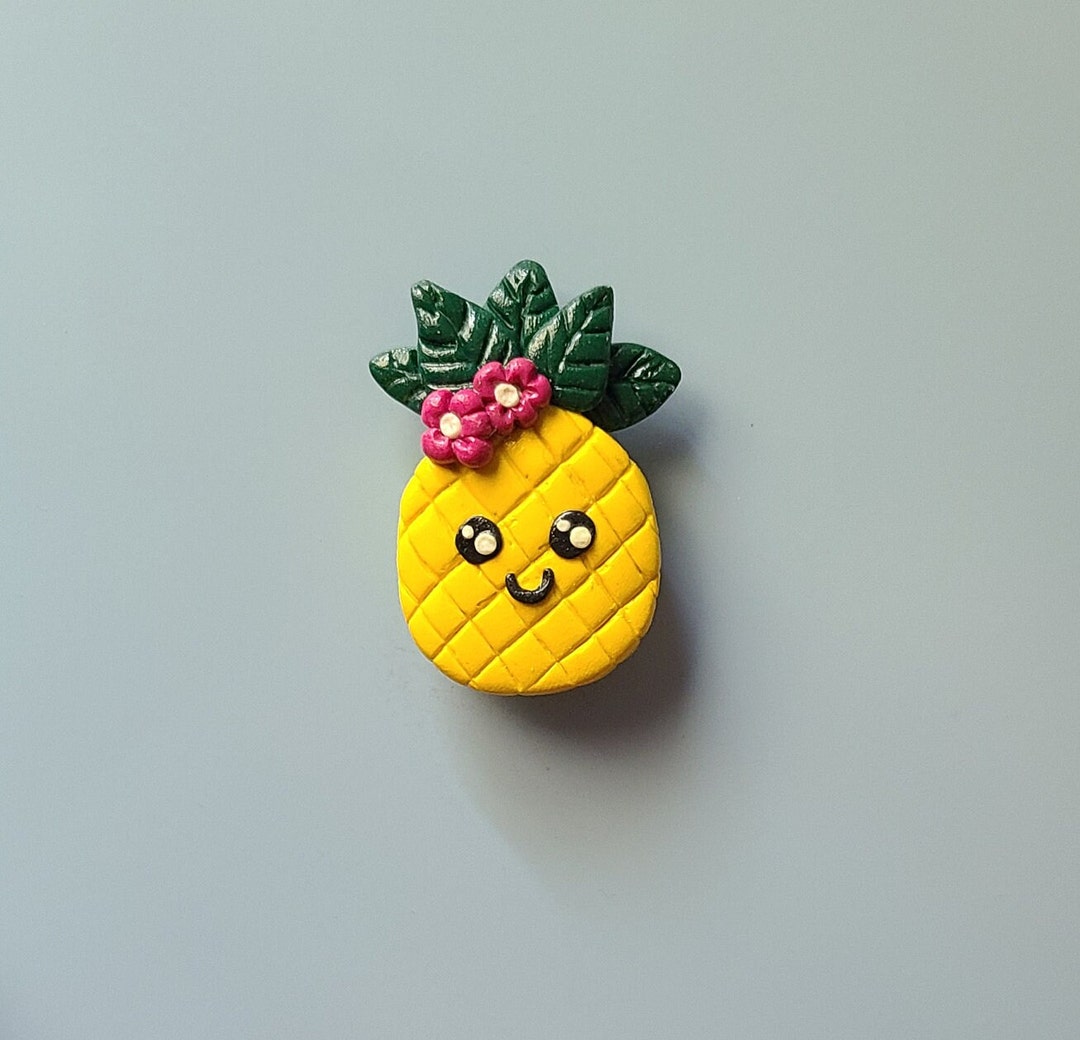 Handmade Kawaii Pineapple Magnet: Polymer Clay Locker Decor - Etsy
