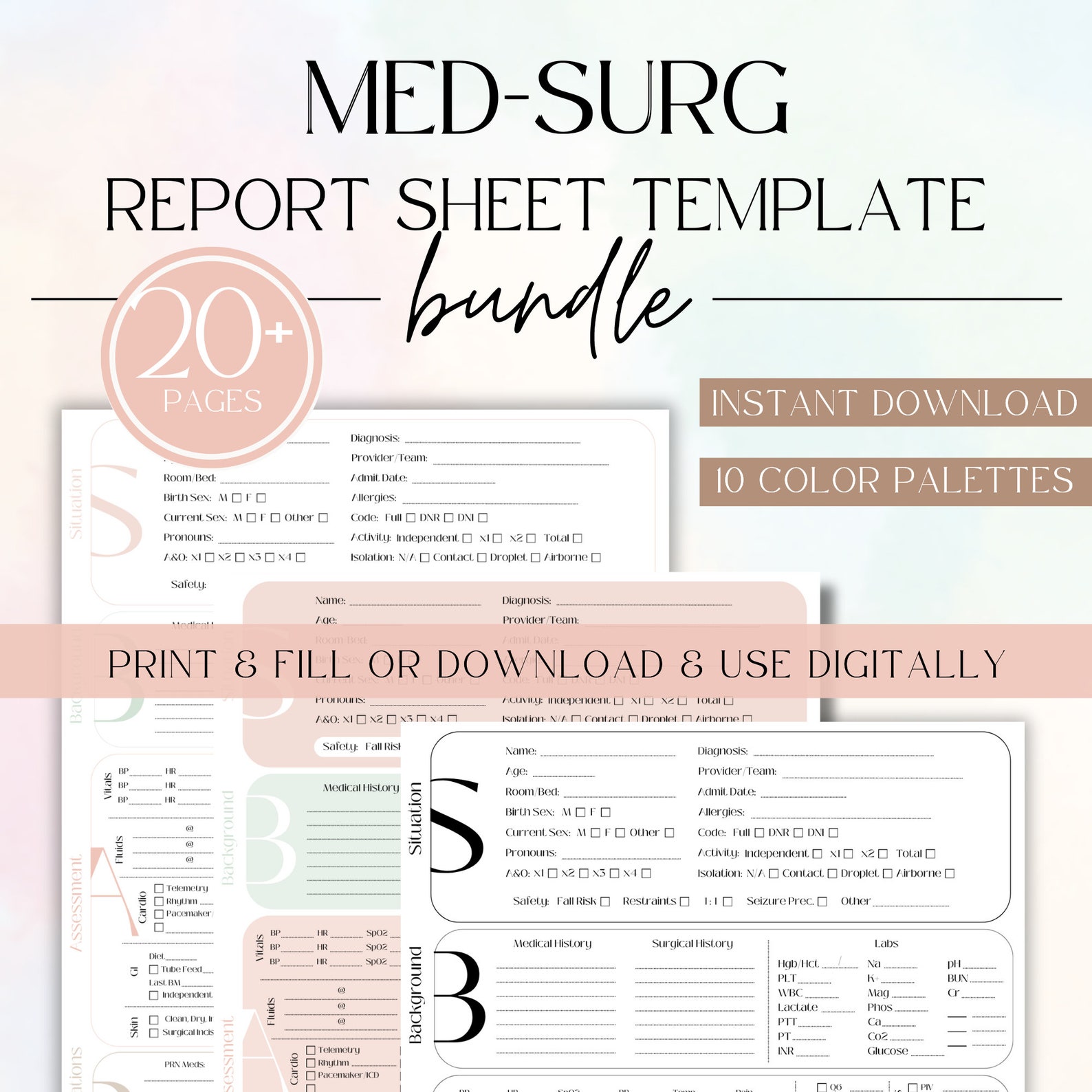 SBAR Nurse Report Sheet Med Surg ICU Telemetry Report Sheet Nurse Brain ...
