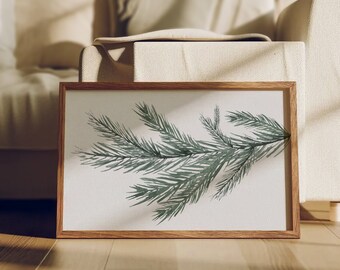 Christmas Tree Branch Print, Festive Pine Tree Decor, Digital DOWNLOAD, Evergreen Botanical Watercolour Wall Art, Nature Christmas Art