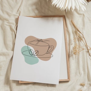 Minimalist Coffee Cup Poster, Abstract Espresso One Line Art, Modern Kitchen Wall Decor, Unique Coffee Lover Gift Digital Download