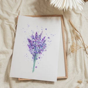 Lavender Watercolor Wall Art, Charming Purple Floral Poster, Flower Digital Wall Decor, Botanical Gift for Plant Lovers
