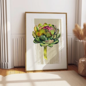 Artichoke Wall Art, Vibrant Vegetable Wall Decor, Modern Farmhouse Style, Digital Download, Printable Poster for Housewarming Gift